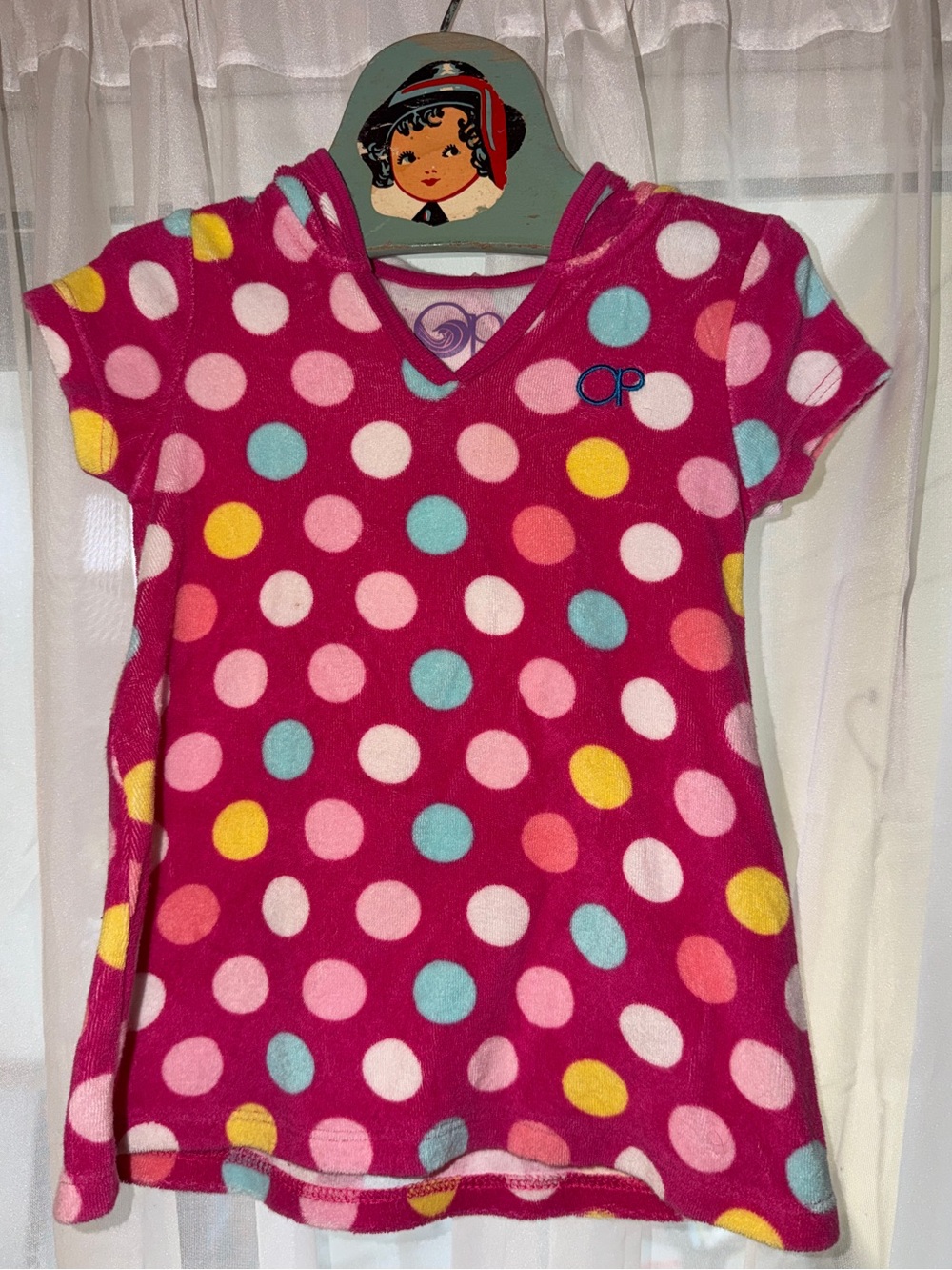 OP Girls' Hot Pink Polka Dot Hooded Pullover